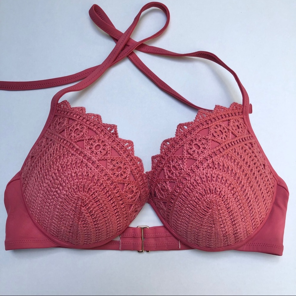 Shade & Shore Mauve Pink Crochet Bikini Top